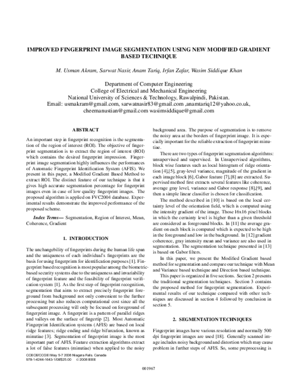 (PDF) Improved fingerprint image segmentation using new modified ...