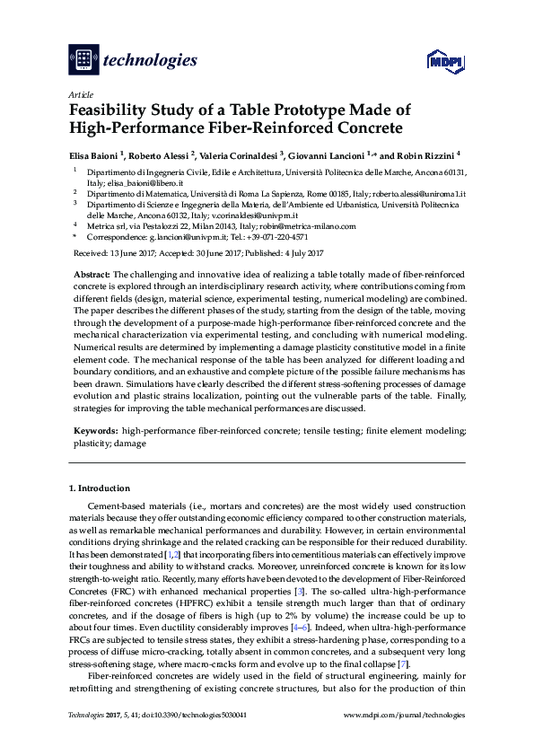(PDF) Feasibility Study of a Table Prototype Made of High-Performance ...