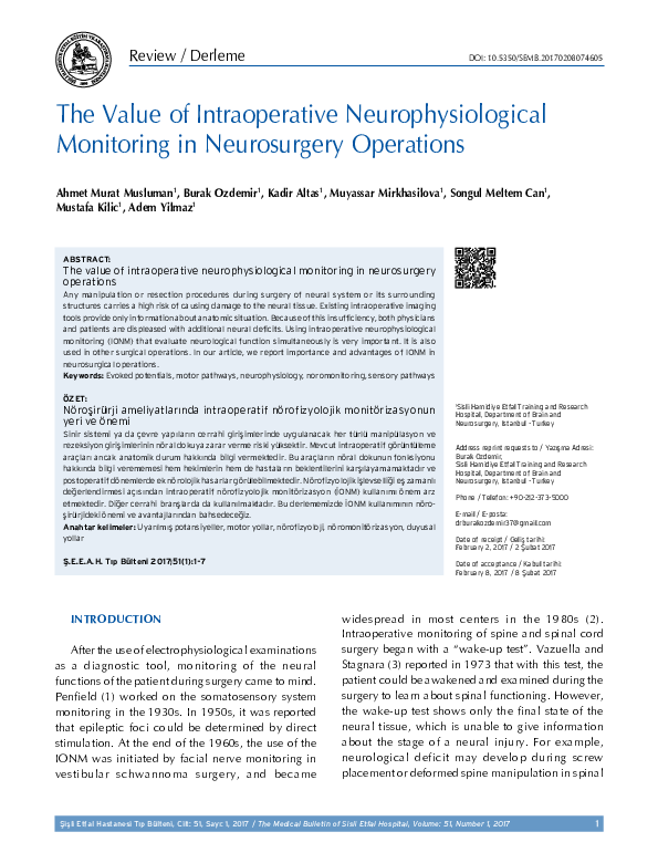 (PDF) The value of intraoperative neurophysiological monitoring in ...