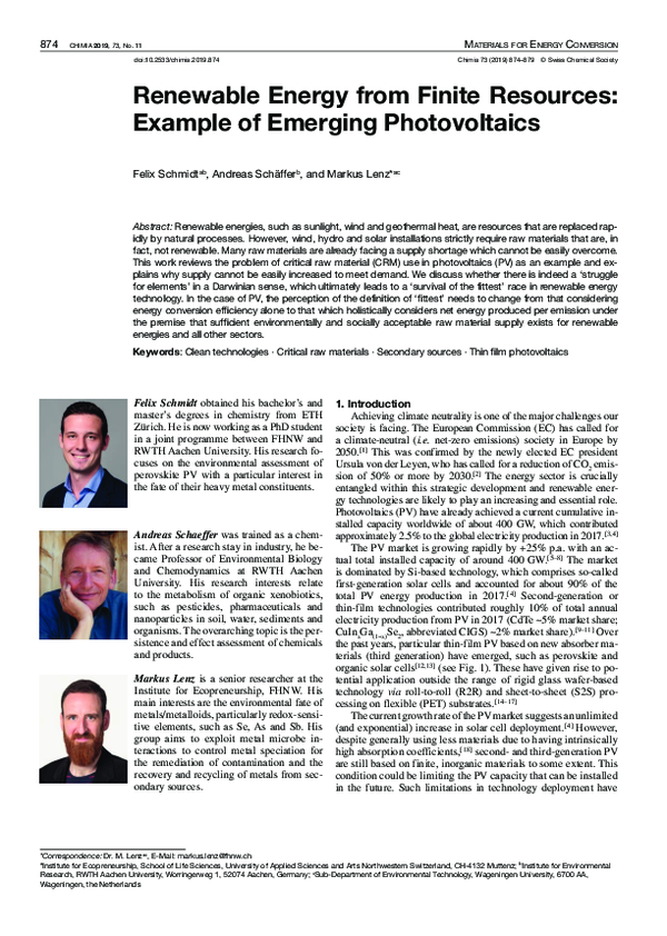 (PDF) Renewable Energy from Finite Resources: Example of Emerging ...