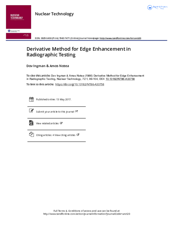 (PDF) Derivative Method for Edge Enhancement in Radiographic Testing