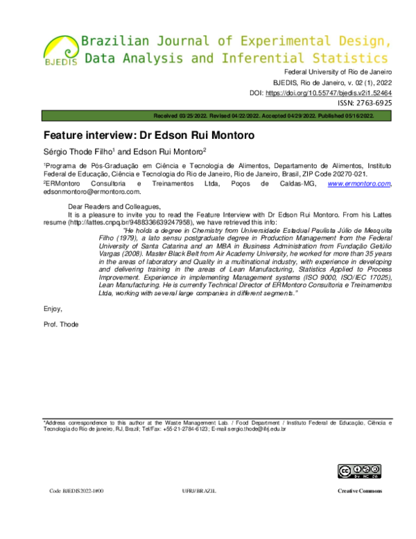 (PDF) Feature interview: Dr Edson Rui Montoro
