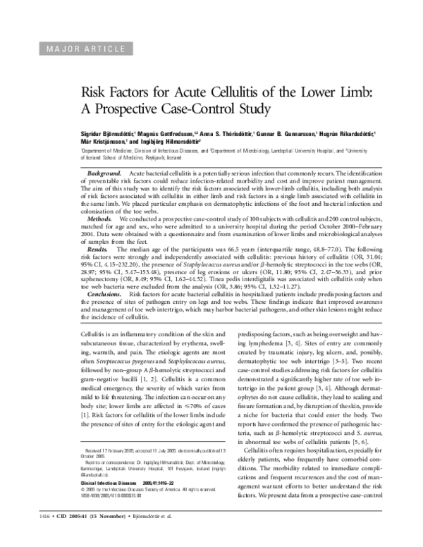 (PDF) Risk Factors for Acute Cellulitis of the Lower Limb: A ...