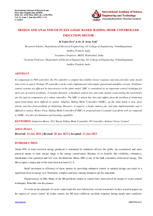 (PDF) DESIGN AND ANALYSIS OF FUZZY LOGIC BASED SLIDING MODE CONTROLLER ...