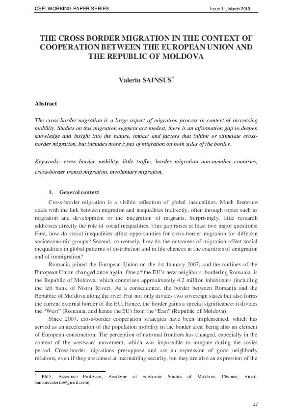 (PDF) The Cross Border Migration in the Context of Cooperation Between ...