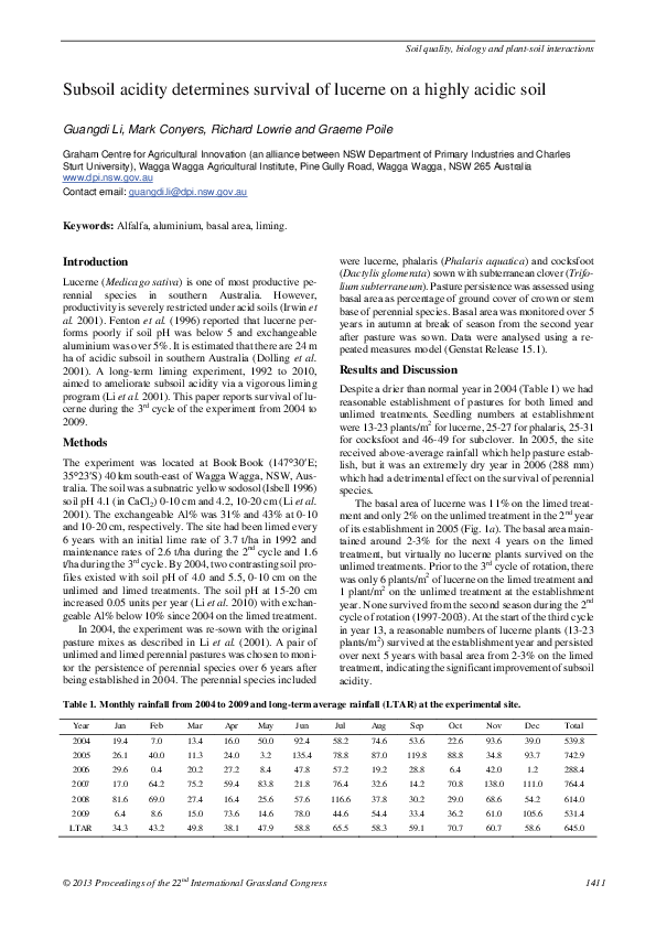 (PDF) Subsoil acidity determines survival of lucerne on a highly acidic ...