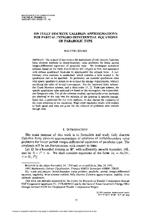 (PDF) On Fully Discrete Galerkin Approximations for Partial Integro ...