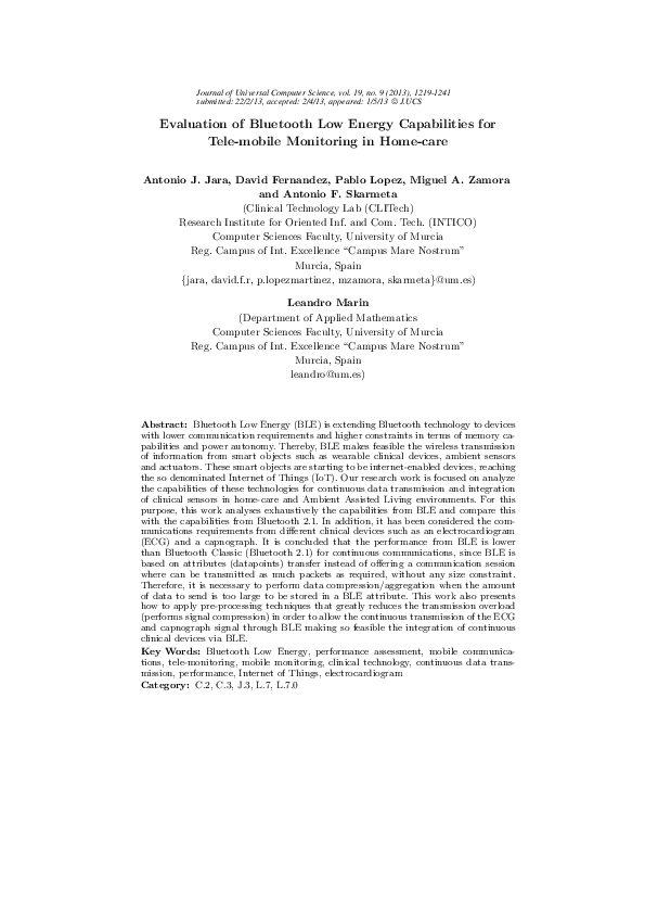 (PDF) Evaluation of bluetooth low energy capabilities for continuous ...