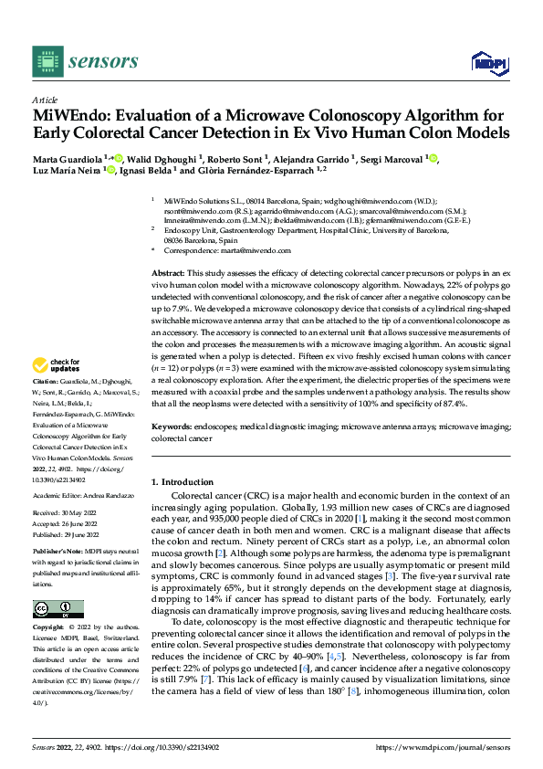 (PDF) MiWEndo: Evaluation of a Microwave Colonoscopy Algorithm for ...