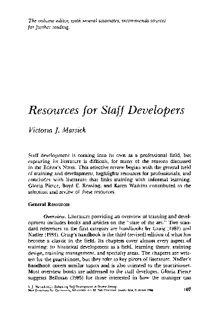 (PDF) Resources for staff developers