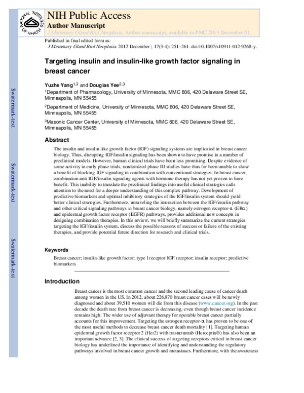 (PDF) Targeting Insulin and Insulin-Like Growth Factor Signaling in ...