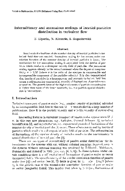(PDF) Intermittency and anomalous scalings of inertial particles ...