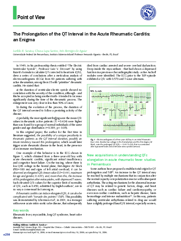 (PDF) O alongamento do intervalo QT na cardite reumática aguda: um enigma