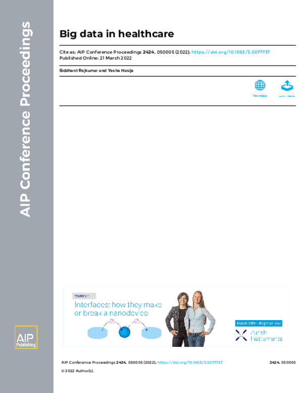(PDF) Big data in healthcare
