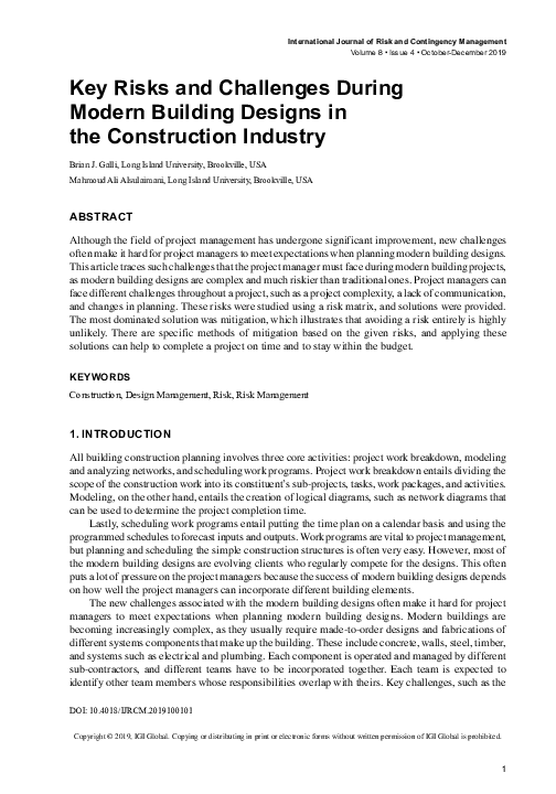 (PDF) Key Risks and Challenges During Modern Building Designs in the ...