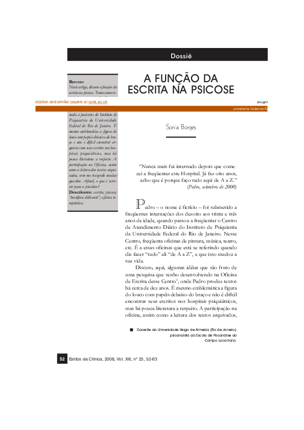 (PDF) The role of writing in psychosis