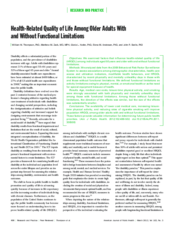 (PDF) Health-Related Quality of Life Among Older Adults With and ...