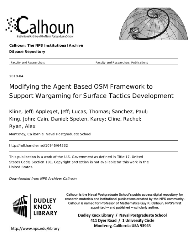(PDF) Modifying the Agent Based OSM Framework to Support Wargaming for ...