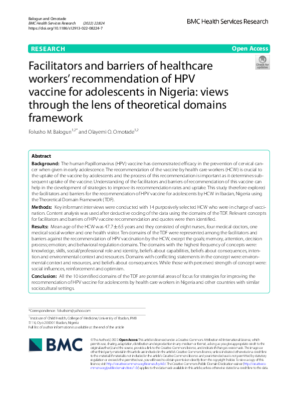 (PDF) Facilitators and barriers of healthcare workers’ recommendation ...