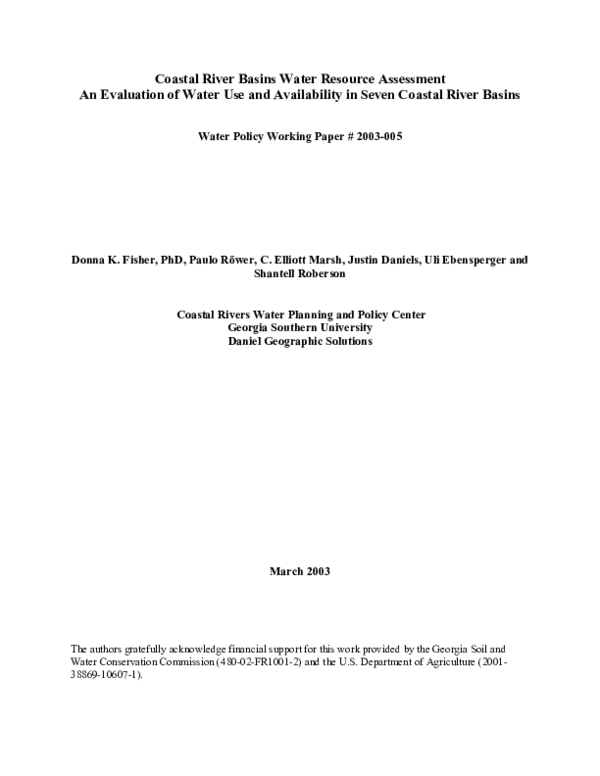 (PDF) Coastal River Basins Water Resource Assessment An Evaluation of ...