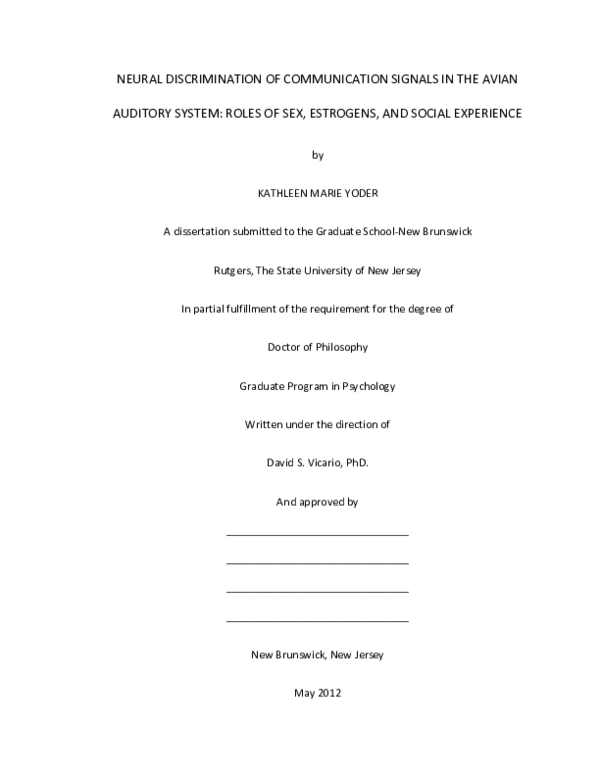 (PDF) Neural discrimination of communication signals in the avian ...