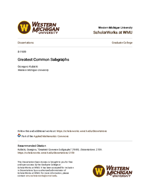 (PDF) Greatest Common Subgraphs