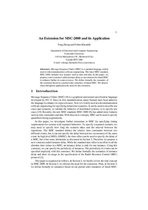 (PDF) An Extension for MSC-2000 and Its Application