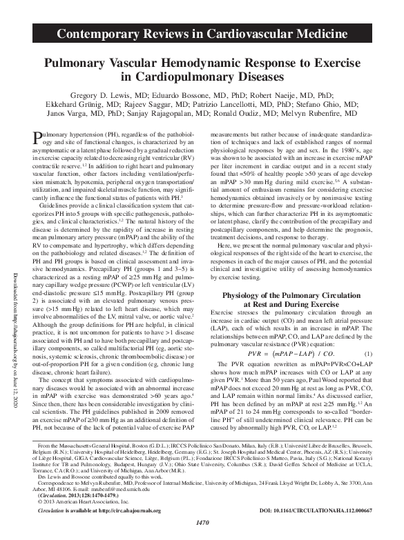 (PDF) Pulmonary Vascular Hemodynamic Response to Exercise in ...