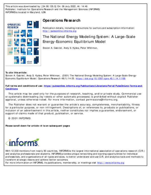 (PDF) The National Energy Modeling System: A Large-Scale Energy ...