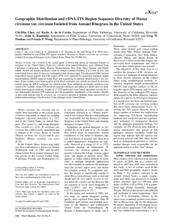 (PDF) Geographic Distribution and rDNA-ITS Region Sequence Diversity of ...
