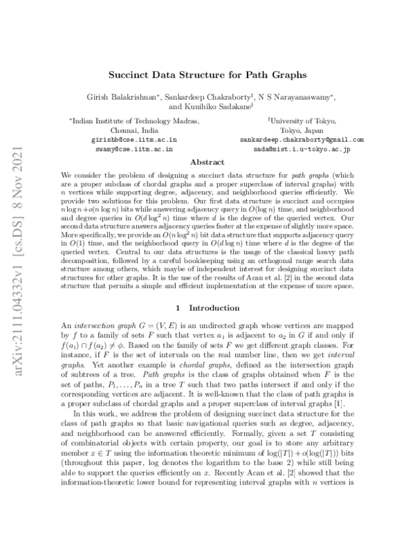 (PDF) Succinct Data Structure for Path Graphs