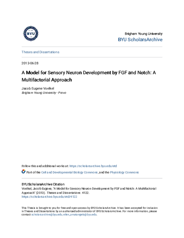 A Model for Sensory Neuron Development by FGF and Notch: A ...