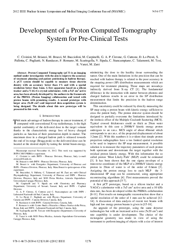 (PDF) Development of a Proton Computed Tomography system for pre ...
