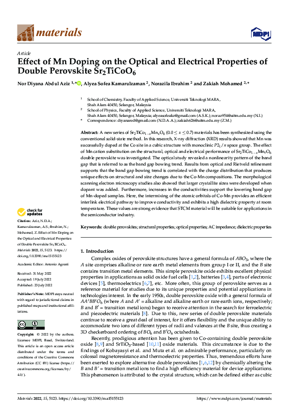 (PDF) Effect of Mn Doping on the Optical and Electrical Properties of ...