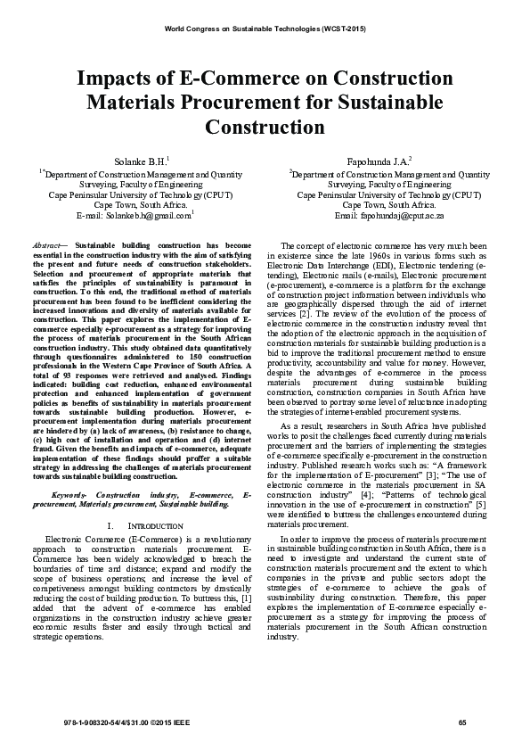 (PDF) Impacts of on construction materials procurement for