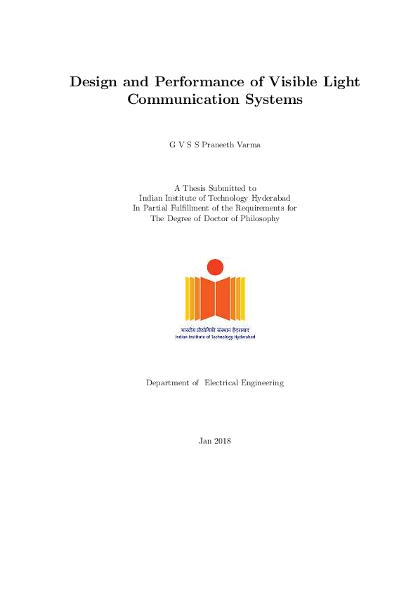 (PDF) Design and Performance of Visible Light Communication Systems
