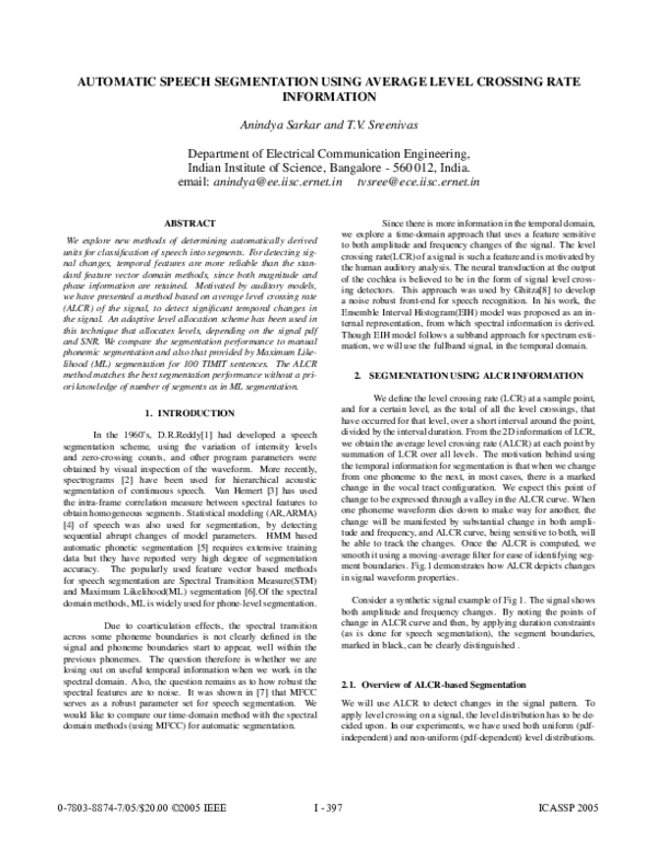 (PDF) Automatic Speech Segmentation Using Average Level Crossing Rate ...