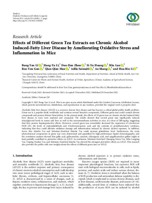 (PDF) Effects of Different Green Tea Extracts on Chronic Alcohol ...