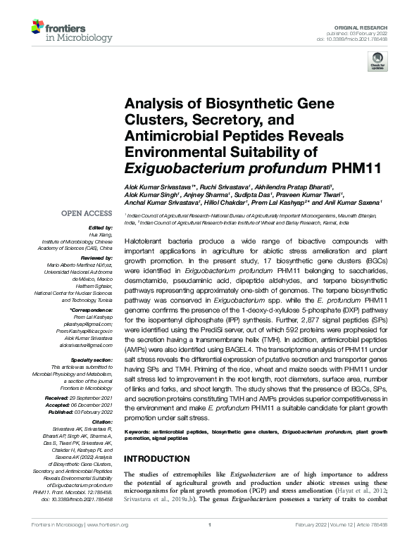 (PDF) Analysis of Biosynthetic Gene Clusters, Secretory, and ...