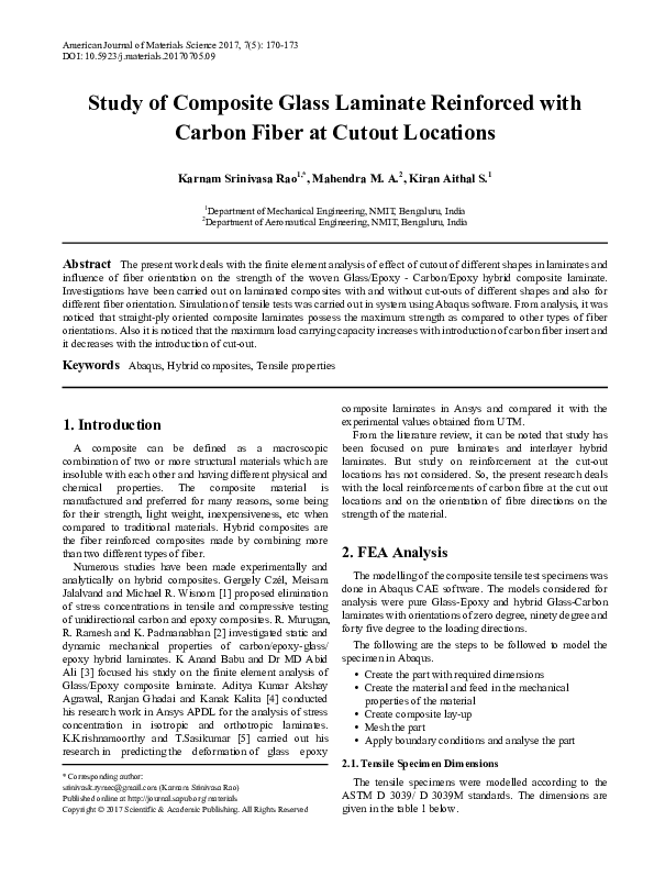 (PDF) Study of Composite Glass Laminate Reinforced with Carbon Fiber at ...