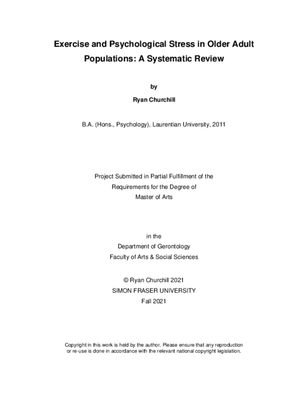 (PDF) Exercise and psychological stress in older adult populations: A ...