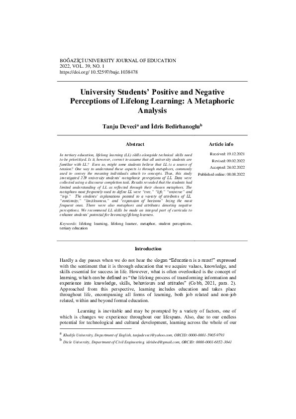 (PDF) University Students' Positive and Negative Perceptions of ...