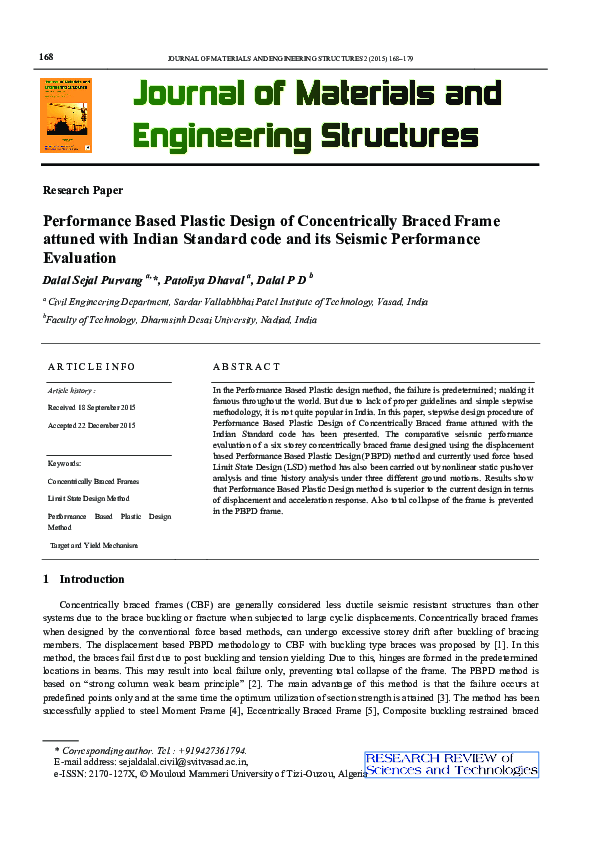 (PDF) Performance Based Plastic Design of Concentrically Braced Frame ...