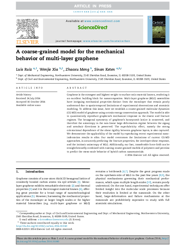 (PDF) A coarse-grained model for the mechanical behavior of multi-layer ...