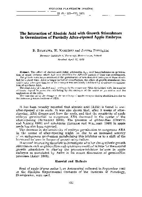 (PDF) The interaction of abscisic acid with growth stimulators in ...