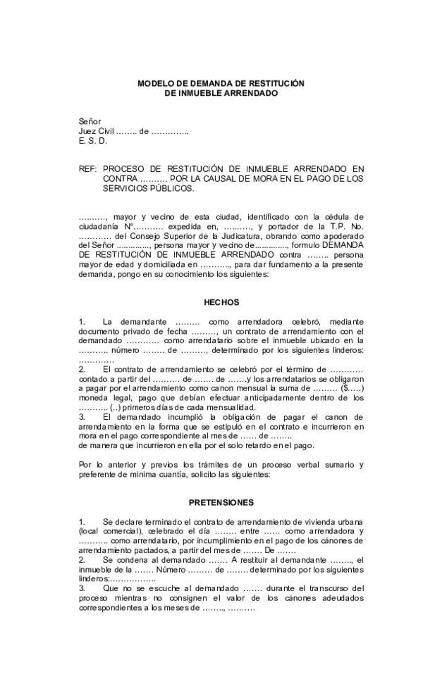 (DOC) DEMANDA DE RESTITUCION