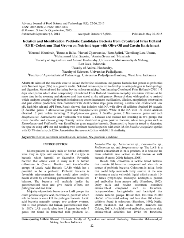 (PDF) Isolation and Identification Probiotic Candidates Bacteria from ...