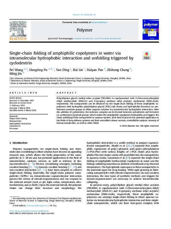 (PDF) Single-chain folding of amphiphilic copolymers in water via ...