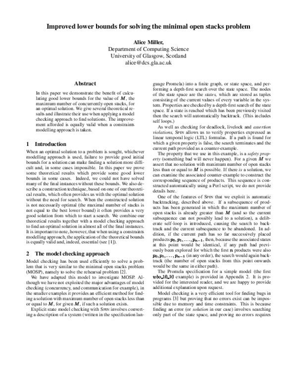 (PDF) Improved lower bounds for solving the minimal open stacks problem