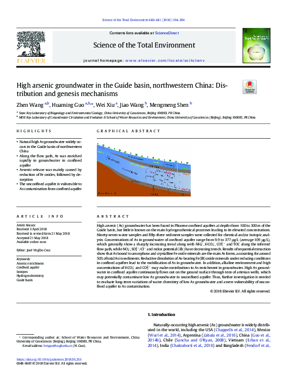 (PDF) High arsenic groundwater in the Guide basin, northwestern China ...